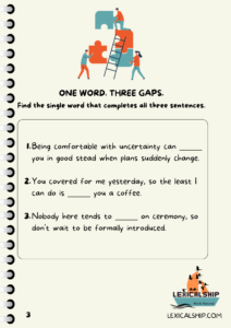 One word. Three gaps. Booklet pag 2